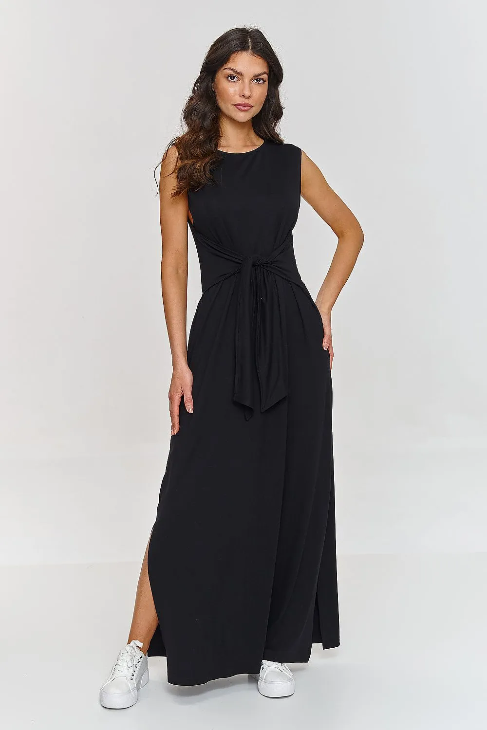 Stylish light viscose knit maxi dress
