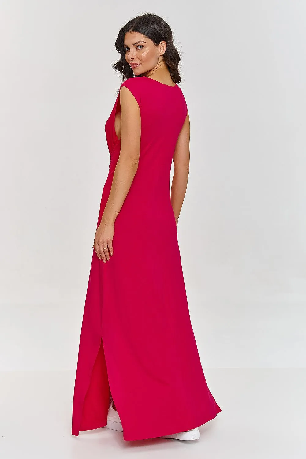 Stylish light viscose knit maxi dress