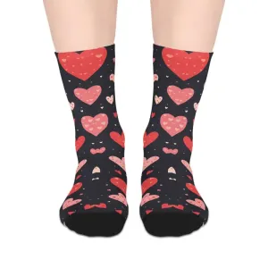 Stylish Red Hearts Midlength Socks for Ultimate Comfort