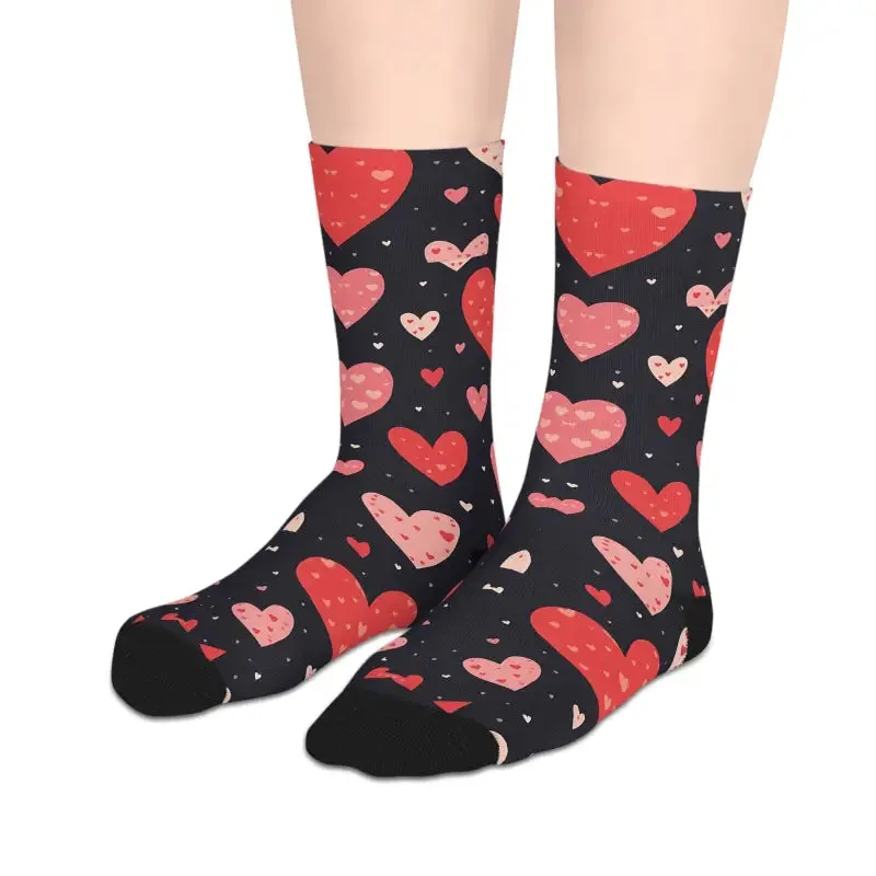 Stylish Red Hearts Midlength Socks for Ultimate Comfort
