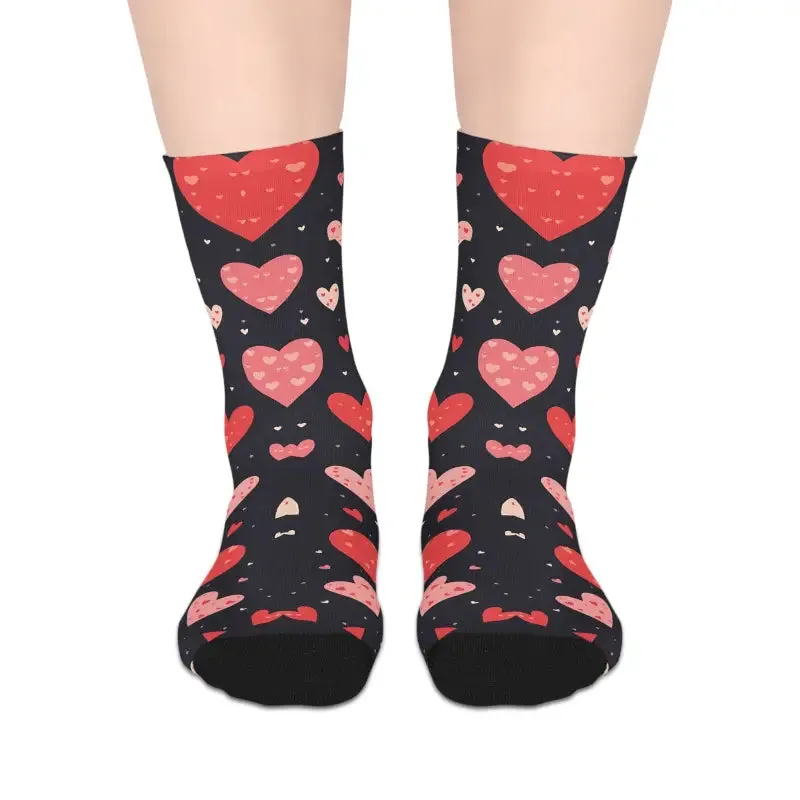 Stylish Red Hearts Midlength Socks for Ultimate Comfort