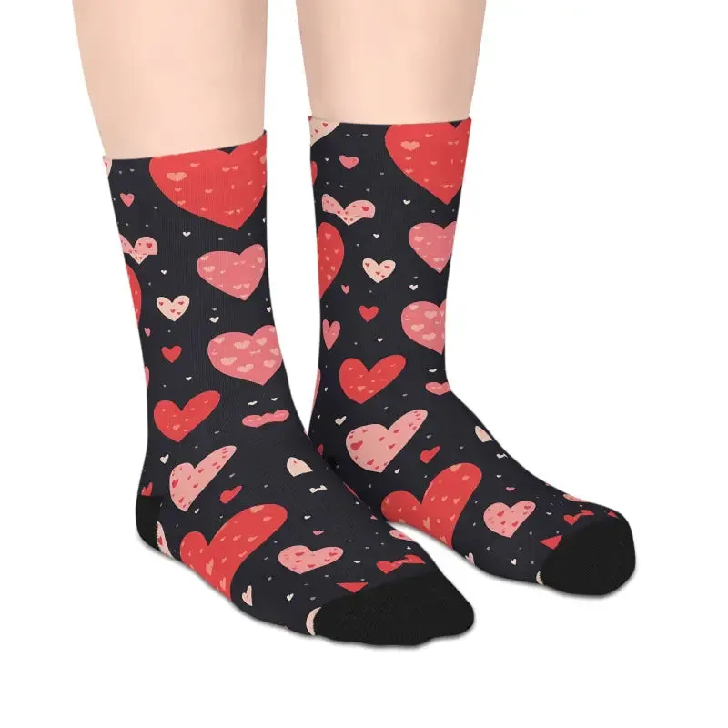 Stylish Red Hearts Midlength Socks for Ultimate Comfort