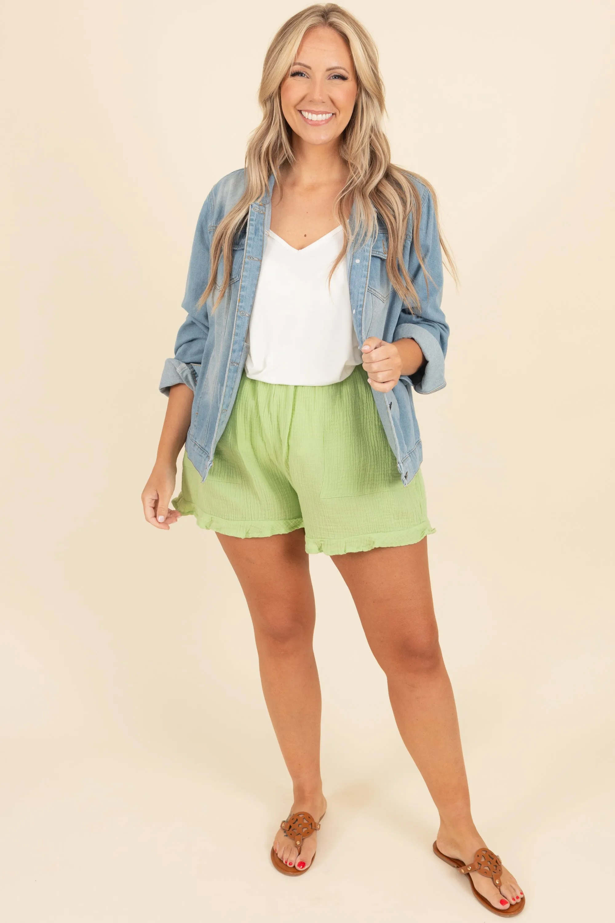 Sunkissed Daze Shorts, Light Green