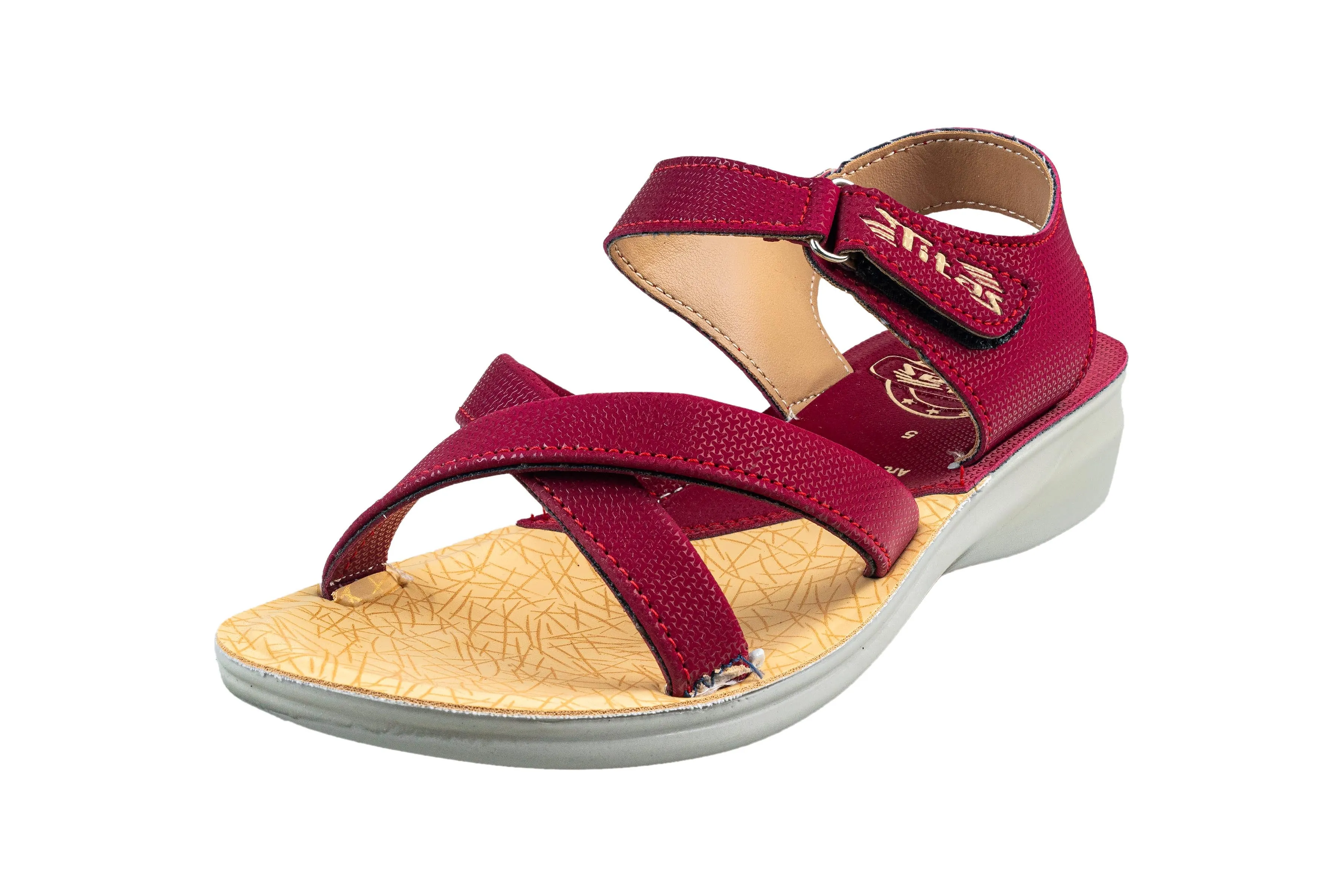 Titas Ladies Red / Beige Sandal PU