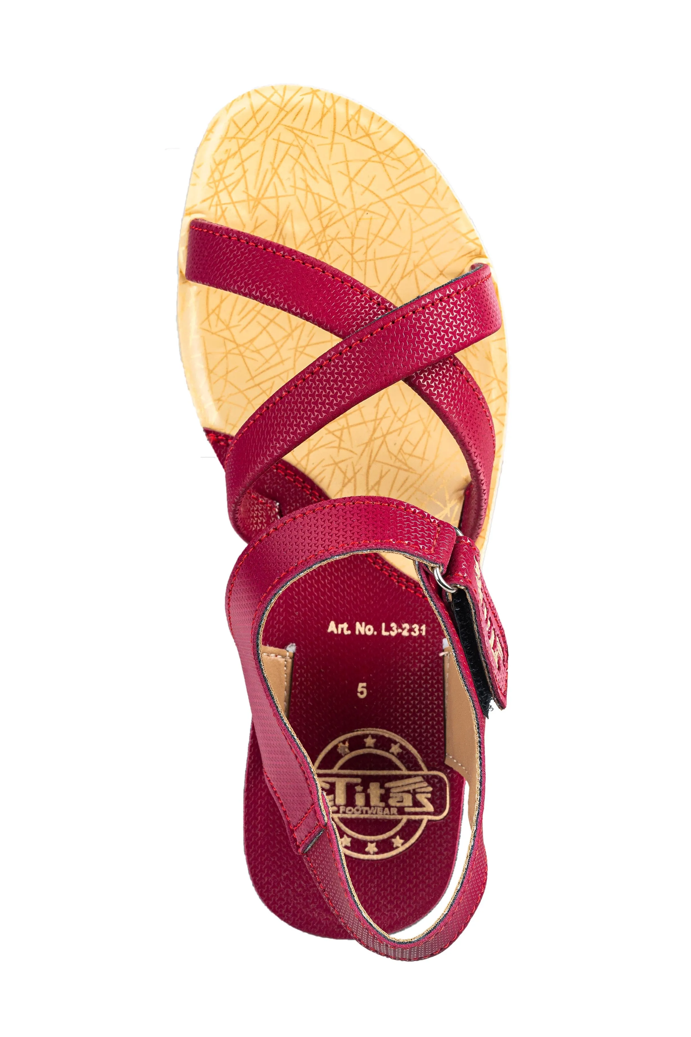 Titas Ladies Red / Beige Sandal PU