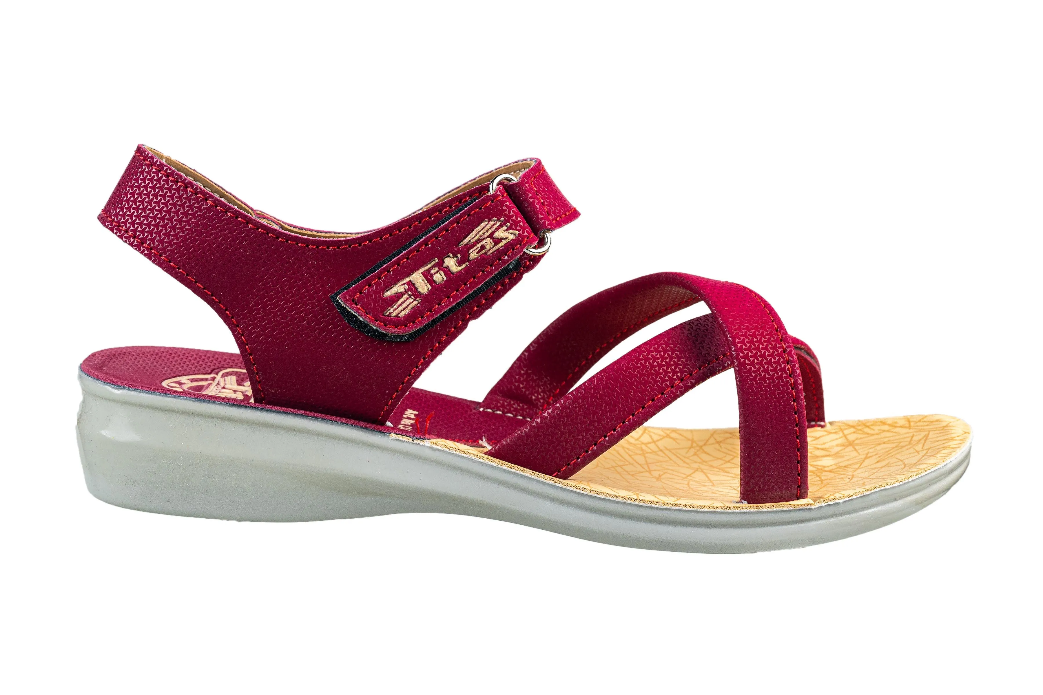 Titas Ladies Red / Beige Sandal PU