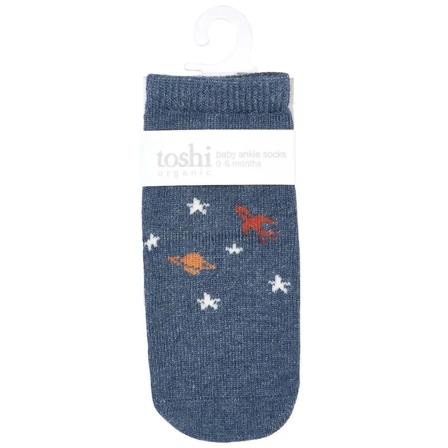 Toshi Organic Ankle Jacquard Socks - Space Race