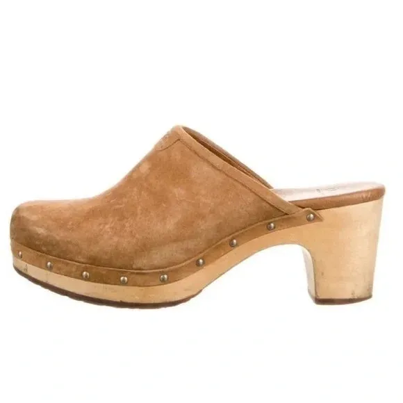 UGG AUSTRALIA SUEDE SLIDE-ON ABBIE CLOG MULES