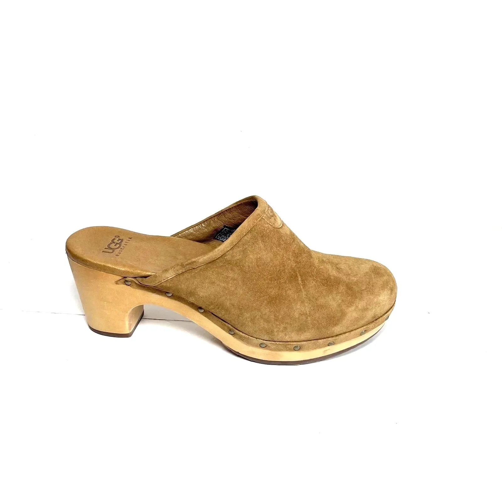 UGG AUSTRALIA SUEDE SLIDE-ON ABBIE CLOG MULES