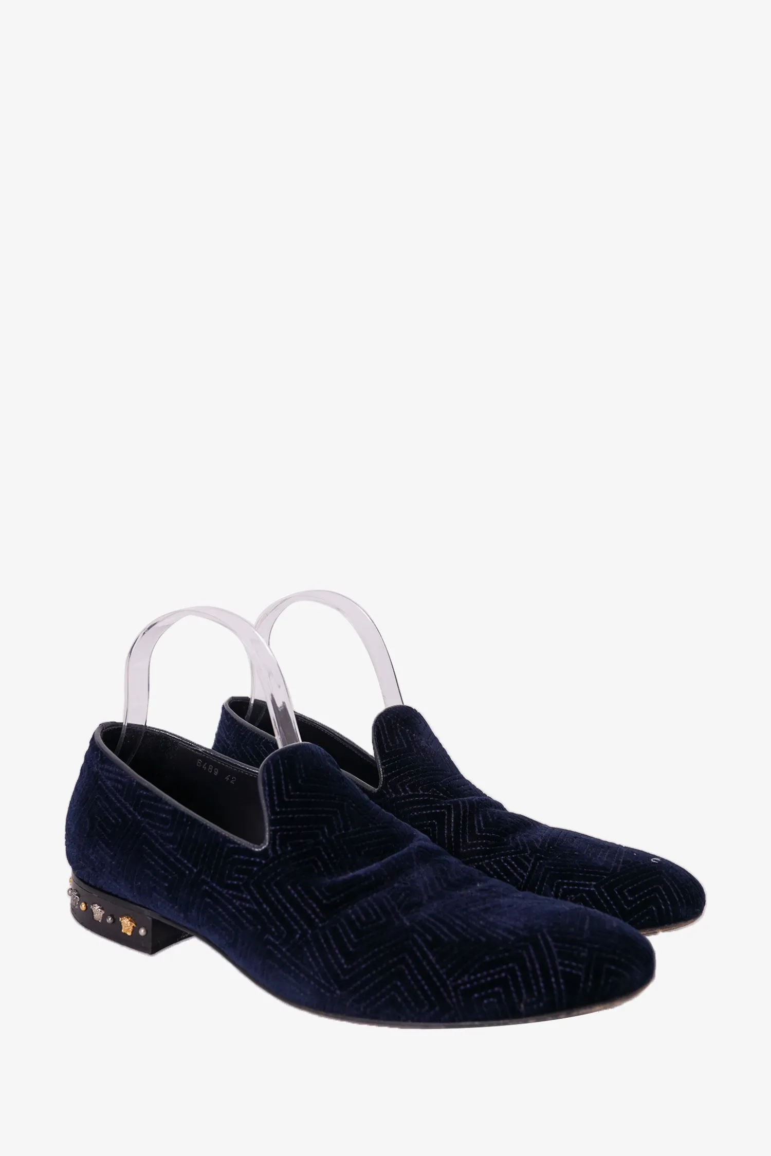 Versace Navy Velvet Slip-On Loafer Size 42