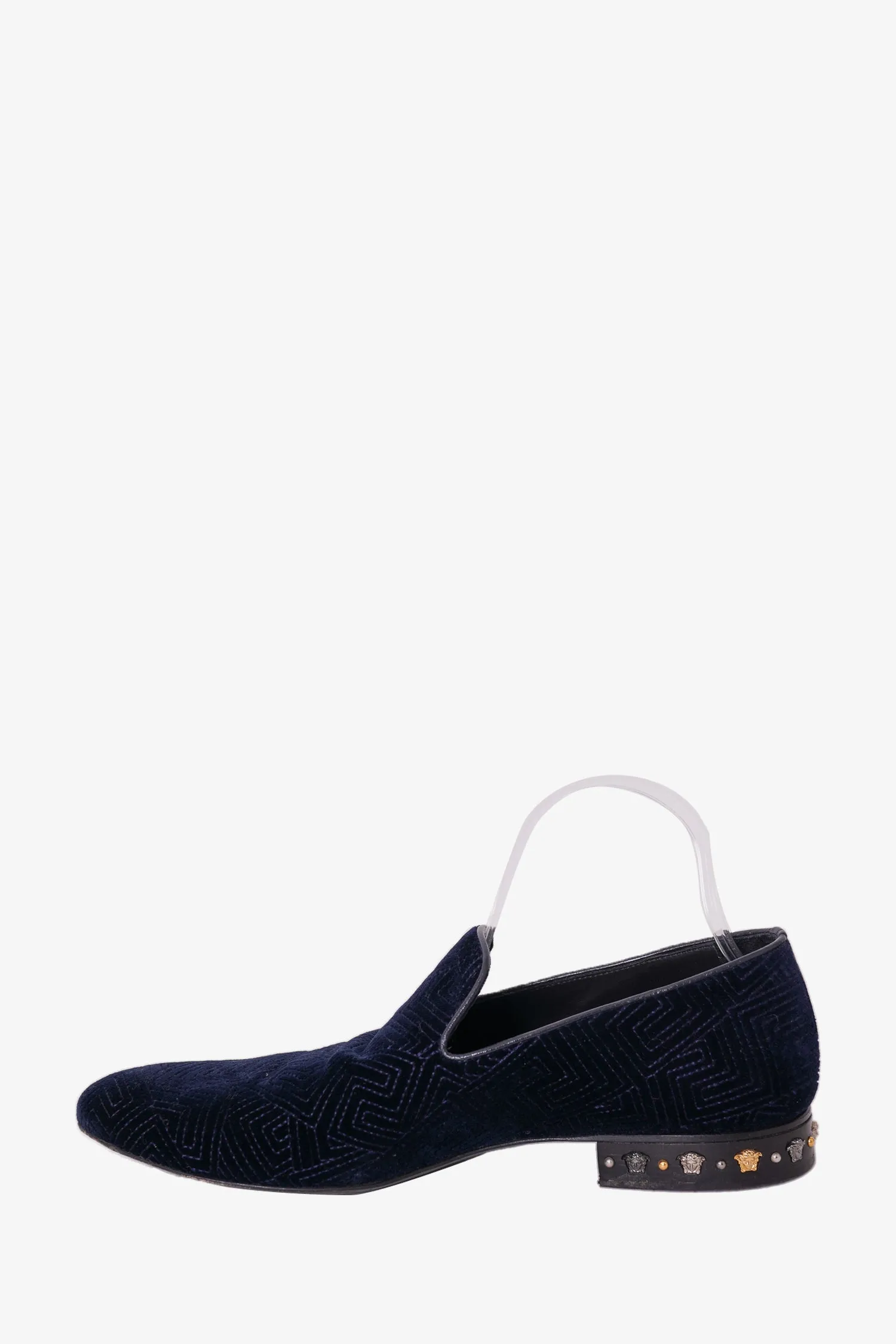 Versace Navy Velvet Slip-On Loafer Size 42