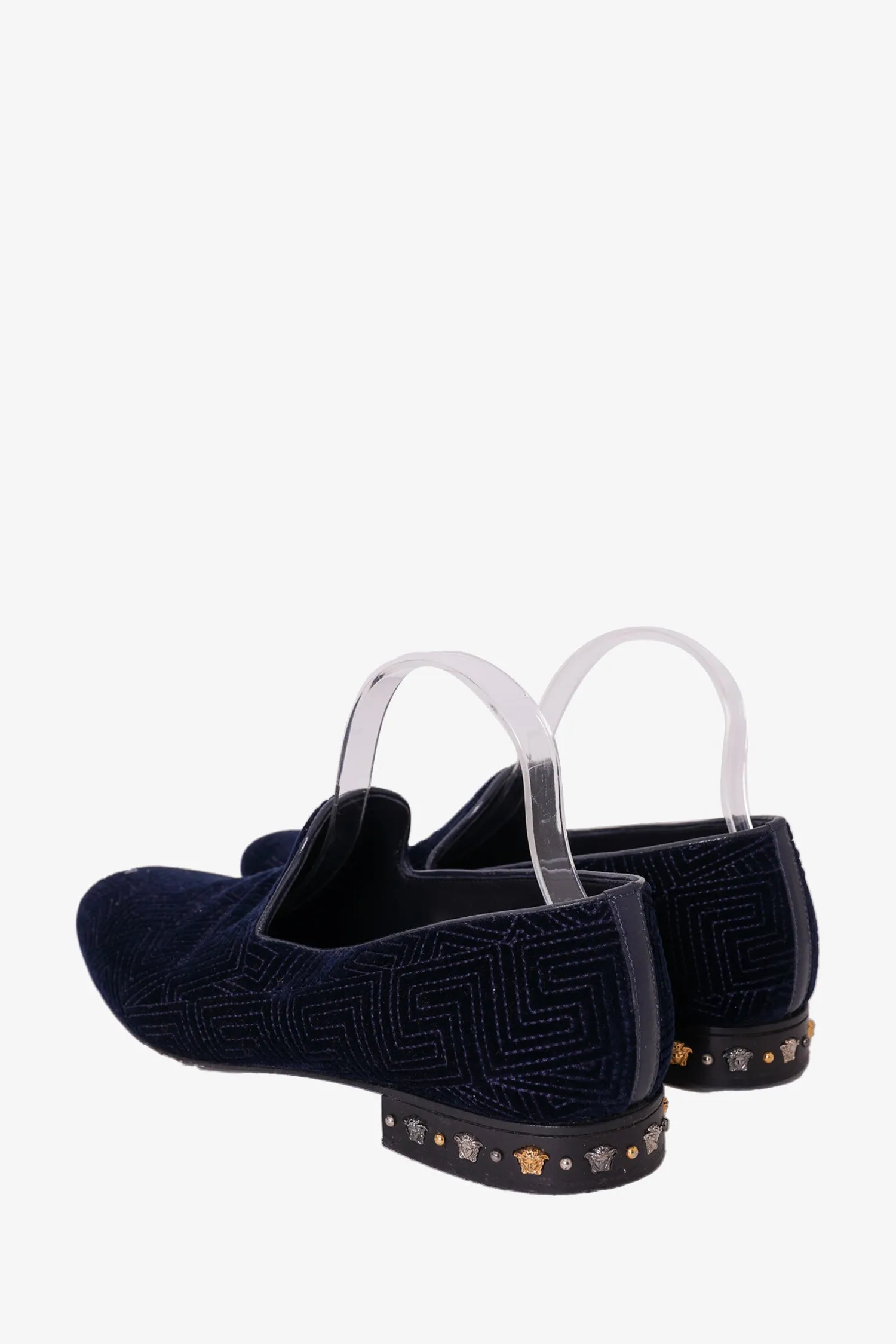Versace Navy Velvet Slip-On Loafer Size 42