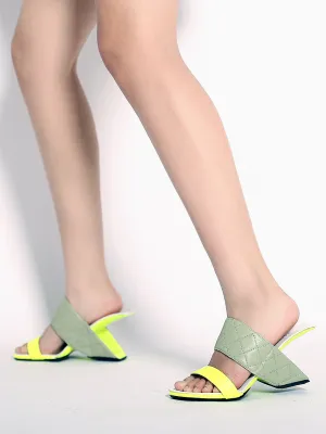 Wedge Heel Genuine Leather Neon Green Sandal