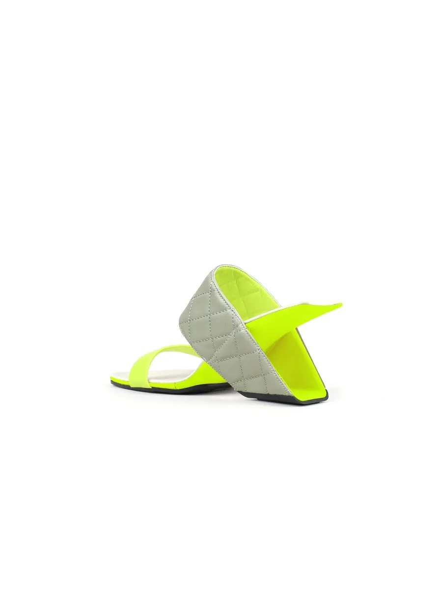 Wedge Heel Genuine Leather Neon Green Sandal