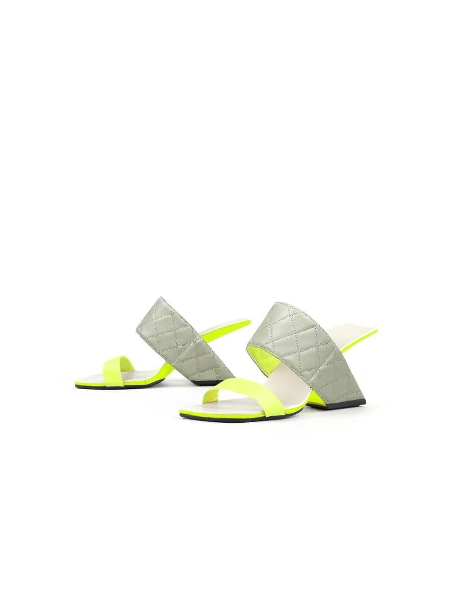 Wedge Heel Genuine Leather Neon Green Sandal