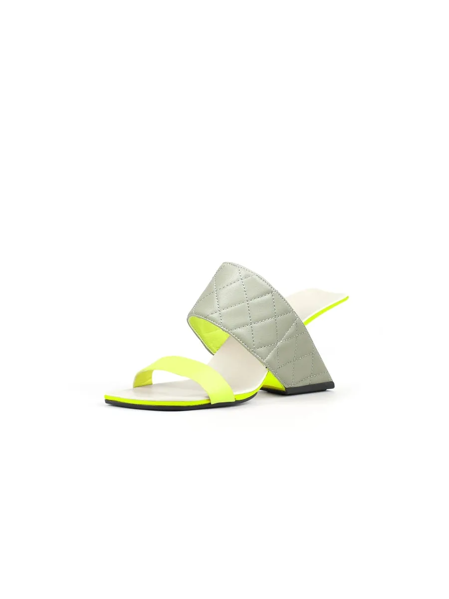 Wedge Heel Genuine Leather Neon Green Sandal