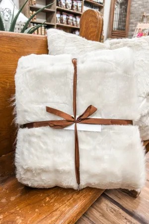White Faux Mink  Snow Leopard Oversized Throw Blanket - 50"x 80"