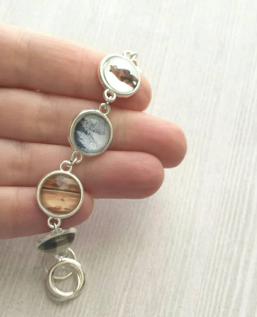 Winter Bracelet, Christmas bracelet, Xmas bracelet, silver Christmas bracelet, Christmas charm bracelet, cable knit charm, bear charm, plaid