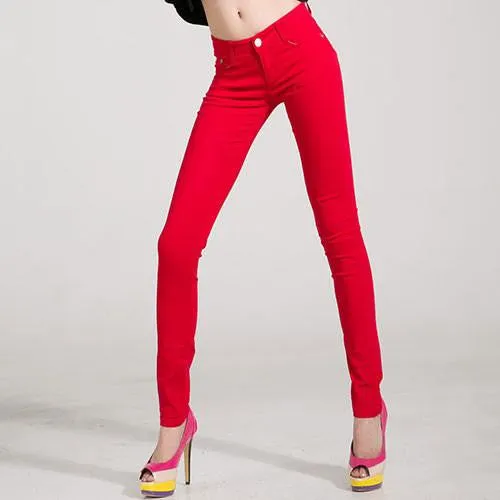 Women's Candy Pants Pencil Trousers Spring Fall Khaki Stretch Pants For Women Slim Ladies Jean Trousers Female
