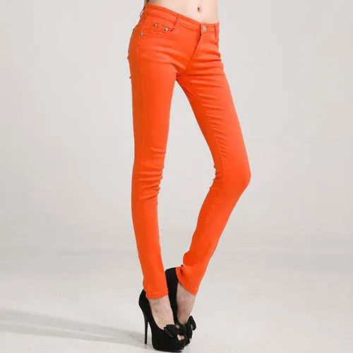 Women's Candy Pants Pencil Trousers Spring Fall Khaki Stretch Pants For Women Slim Ladies Jean Trousers Female