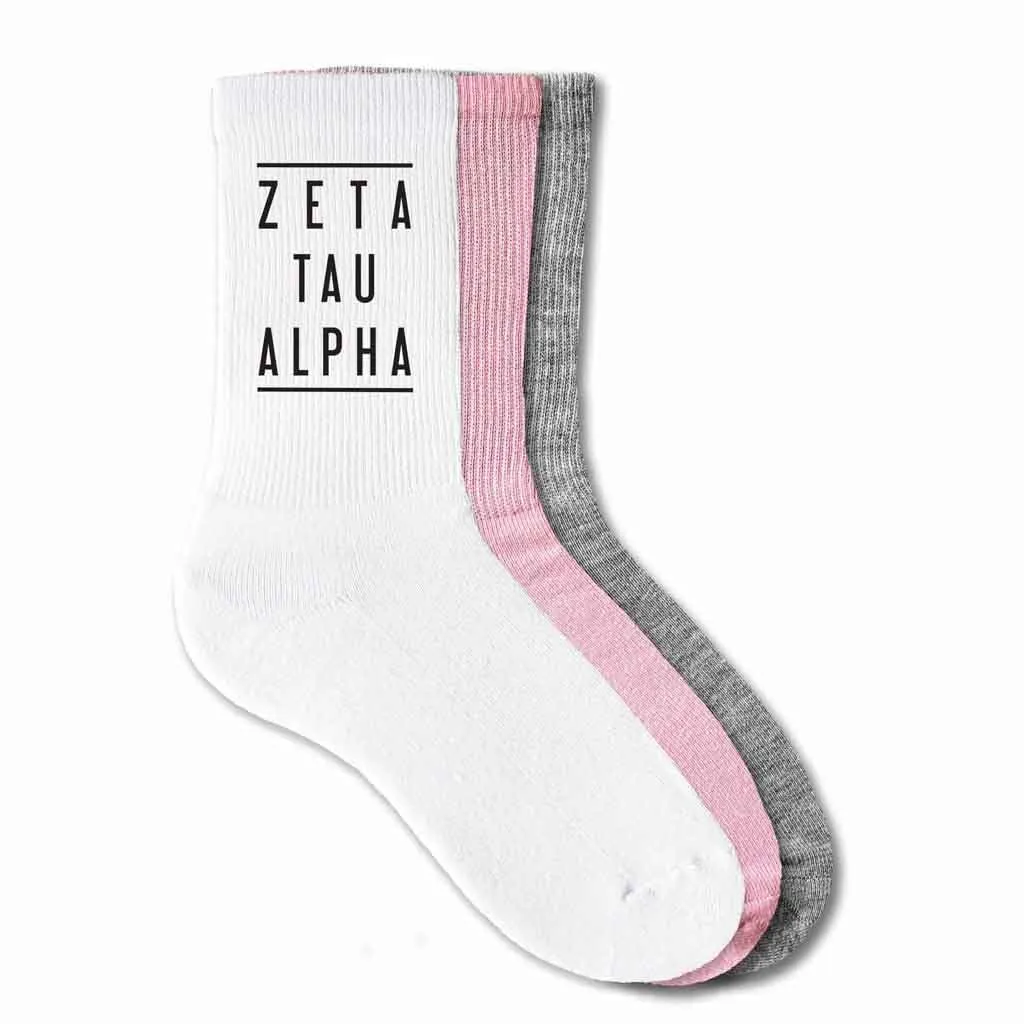 Zeta Tau Alpha Sorority Crew Socks